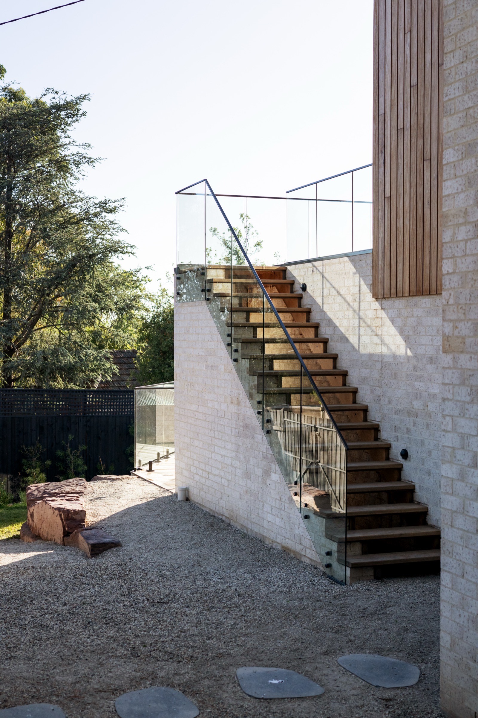 Floating timber staircase